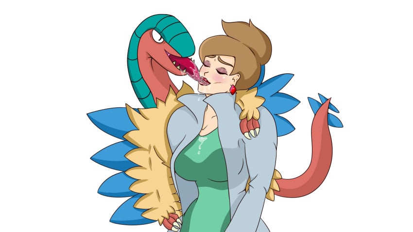 archeops aurea_juniper french_kiss kissing love monster pokemon pokemon_bw pokephilia pterodactyl saliva zoophilia