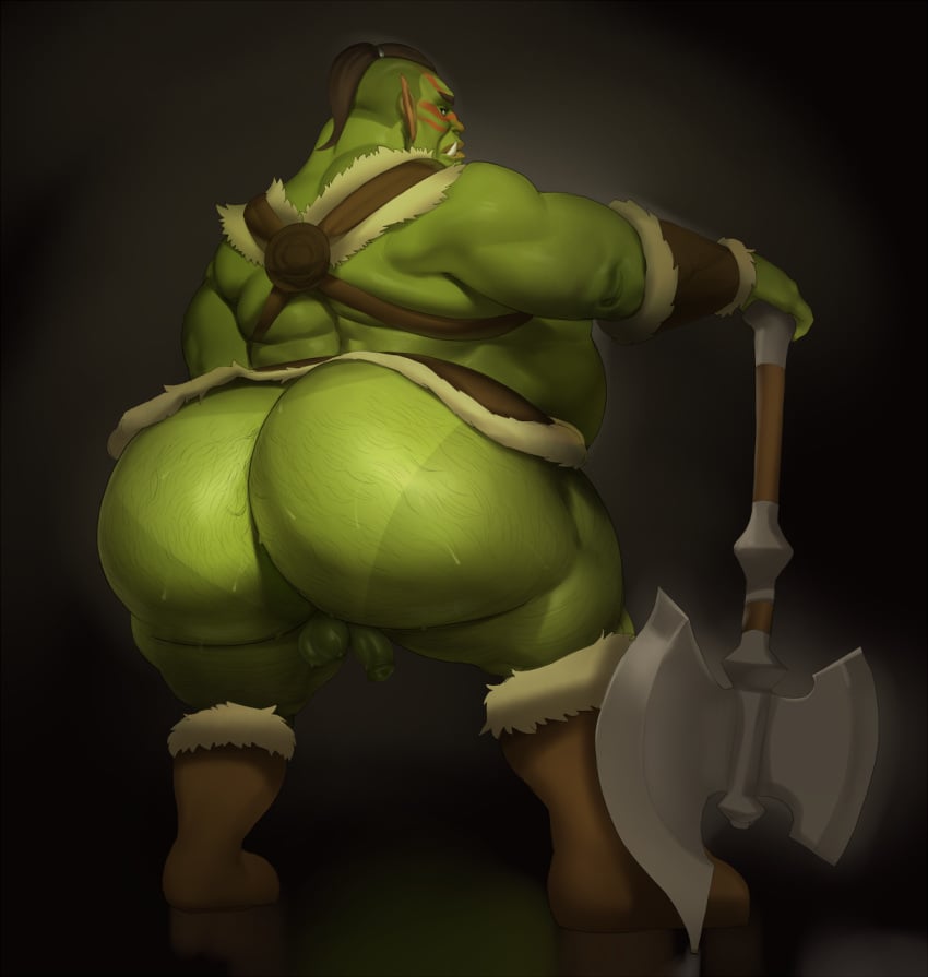 1boy ass axe back back_view backsack barbarian battle_axe belly big_ass big_butt brown_hair chubby fat fat_ass fat_man fur_trim green_skin hair hairy hairy_ass huge_ass huge_butt justmegabenewell male male_focus male_only monster muscular_male orc orc_male overweight penis penis_out presenting presenting_hindquarters skimpy_clothes skyrim small_penis solo solo_male sweat sweatdrop sweaty sweaty_ass sweaty_balls sweaty_thighs tanline tanlines teeth teeth_showing the_elder_scrolls war_paint warrior weapon