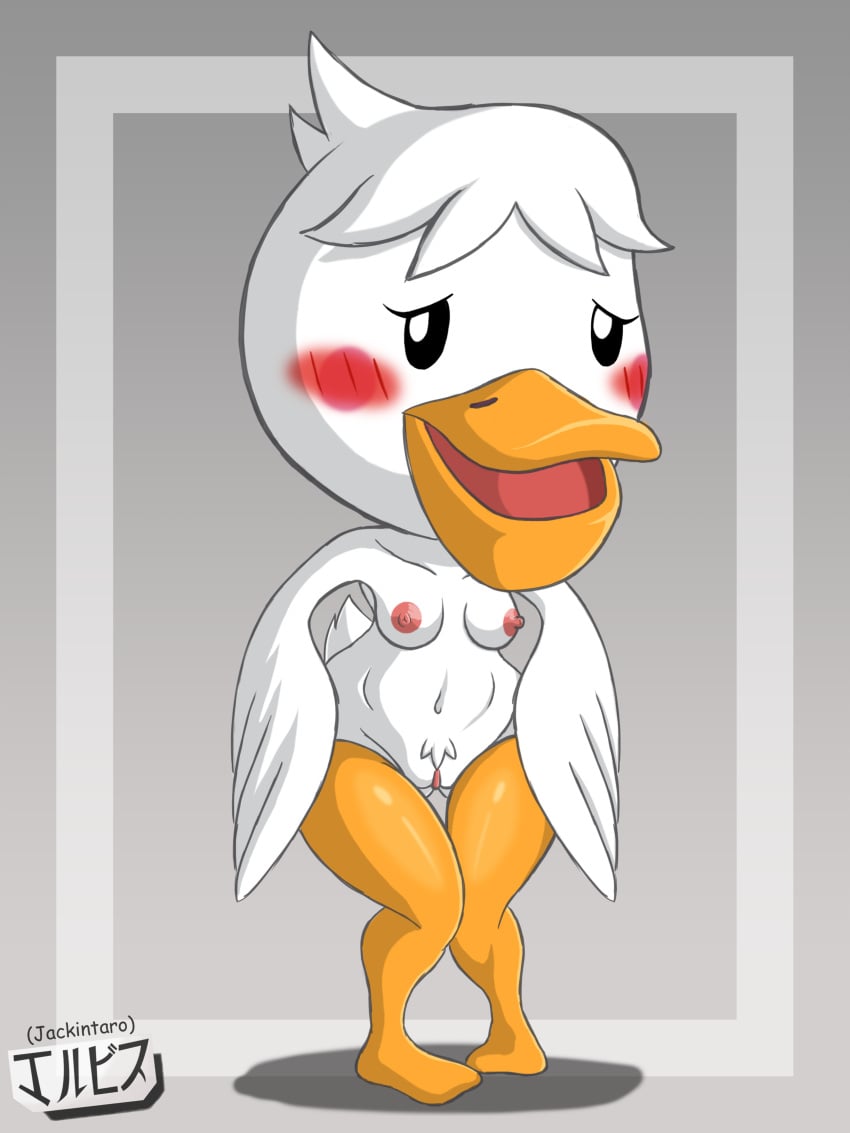 2021 animal_crossing anthro blush breasts digital_media_(artwork) fanart furry jackintaro nintendo nipples nude pelican pelly_(animal_crossing) pussy white_body