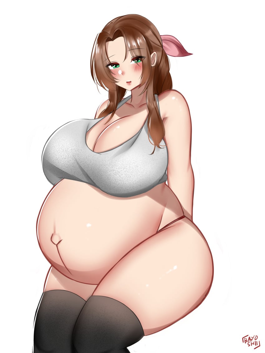 1girls aerith_gainsborough bayoshii breasts cleavage female female_only final_fantasy final_fantasy_vii huge_belly huge_breasts pregnant ready_to_pop solo