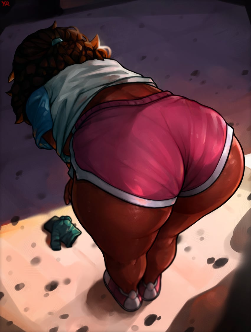 1girls absurd_res ambiguous_background ass ass_eating_shorts ass_focus athletic_shorts bent_over bottomwear bubble_butt cartoon_network cellphone clothing connie_maheswaran dark-skinned_female dark_skin dolphin_shorts electronics female female_focus female_only footwear from_behind hi_res human kneepits legs_together older panties_outline panties_visible_through_clothing pantylines phone pink_footwear pink_shorts raglan_sleeves shirt shoes short_hair short_shorts shorts smartphone sneakers solo sportswear steven_universe t-shirt thighs thong_visible_through_clothing tight_clothing very_dark_skin wedgie yellowroom