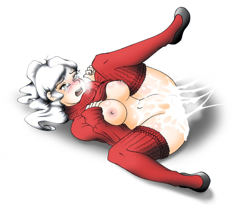 big_breasts bukkake color colored galejro hania(galejro) stockings sweater tagme unknown_character vampire