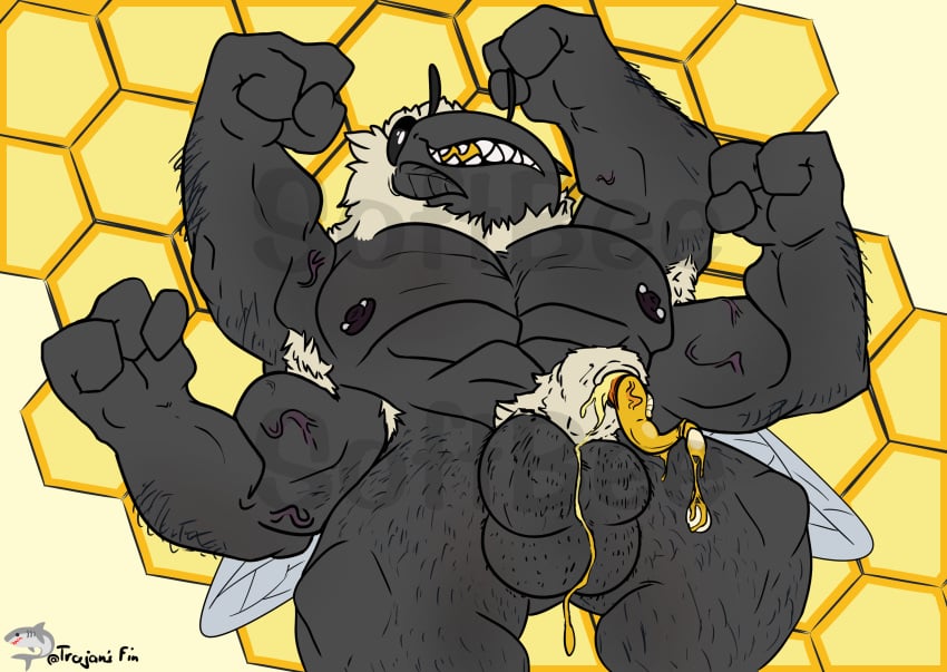 4_arms 4_balls anthro armpit_hair arthropod balls bee bodily_fluids body_hair cum deep_sea_creature_(artist) egg egg_laying foreskin genital_fluids genitals hi_res hymenopteran insects male male_only miel_the_bumblebee multi_arm multi_balls multi_genitalia multi_limb muscular nipple_piercing nipples penis piercing pubes solo solo_male unusual_anatomy unusual_bodily_fluids unusual_cum unusual_genital_fluids unusual_genitalia urethral_bulge vein veiny_penis water