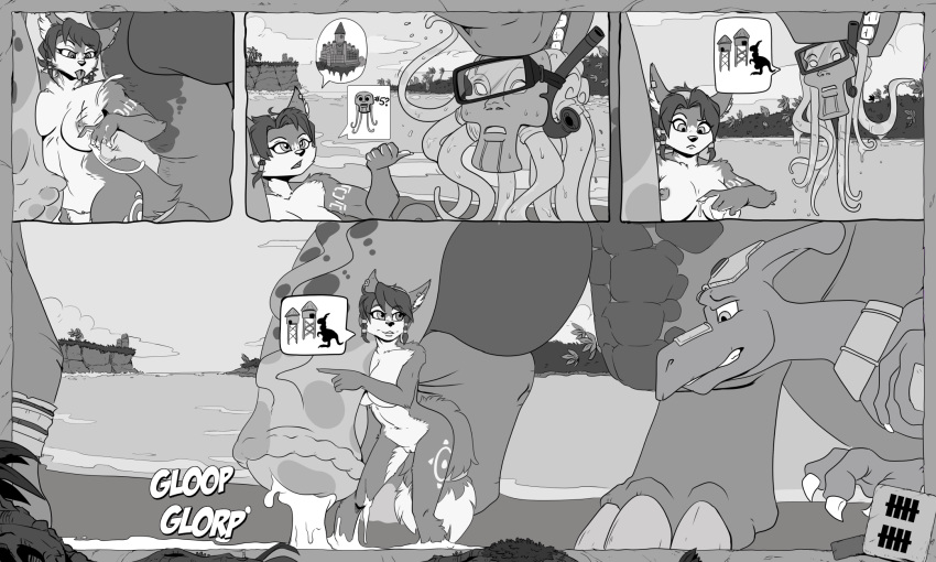 1girls balls big_balls big_penis black_and_white breasts comic cum dinosaur female furry furry_only holding_penis krystal leaves male monochrome naked nintendo no_humans page_10 penis pussy scuba_gear sequence snorkel star_fox tentacle tentacles tree trees video_games water yawg