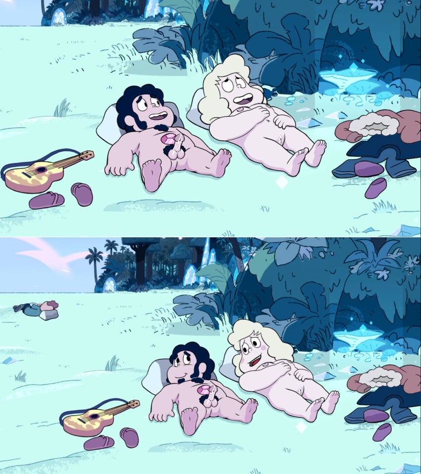 after_sex beach breasts camping cartoon_network couple cum_in_pussy duo female hair_bun island_adventure_(steven_universe) lius4u5 luis_caballero male navel nude outdoor_sex sadie_miller steven_universe vulva