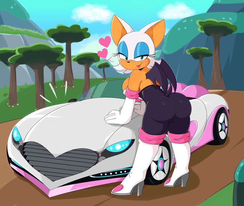 1girls bent_over car curvy dat_ass female_only furry high_heel_boots huge_ass inviting jinu presenting presenting_ass rouge_the_bat seductive seductive_look seductive_smile sega skin_tight sonic_(series) sonic_the_hedgehog_(series) team_sonic_racing team_sonic_racing_overdrive voluptuous