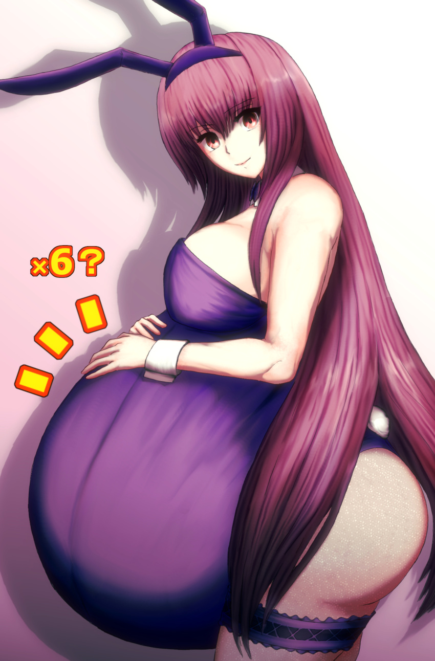 1girls breasts bunny_ears bunny_girl bunnysuit fate/grand_order fate_(series) female female_only huge_belly hyper_belly hyper_pregnancy large_breasts pregnant ready_to_pop scathach_(fate) scathach_(piercing_bunny) uwasa75