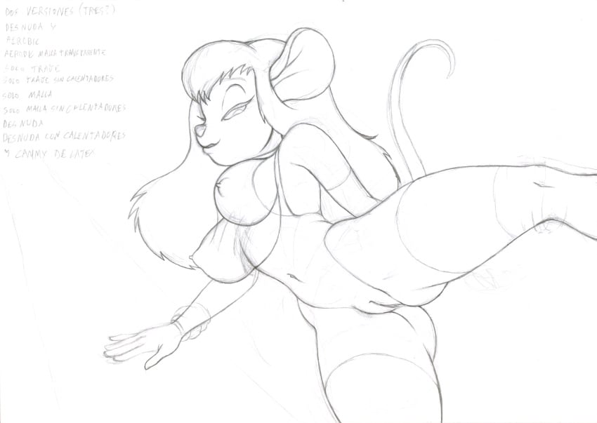 anthro anthrofied chip_'n_dale_rescue_rangers disney fur furry gadget_hackwrench monochrome mouse pussy sketch starcader