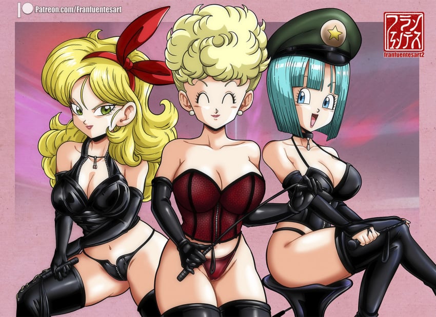 2021 artist_logo artist_name bad_launch bikini_(dragon_ball) blonde_hair blue_eyes blue_hair bob_cut boots bulma bulma_briefs bulma_briefs_(androids'_saga) cleavage dominatrix dragon_ball femdom franfuentesart2 gmilf latex launch leather long_blonde_hair long_hair lunch_(dragon_ball) milf mother_and_daughter panchy panchy_(dragon_ball) panchy_briefs patreon_logo patreon_url peaked_cap riding_crop short_blue_hair short_hair