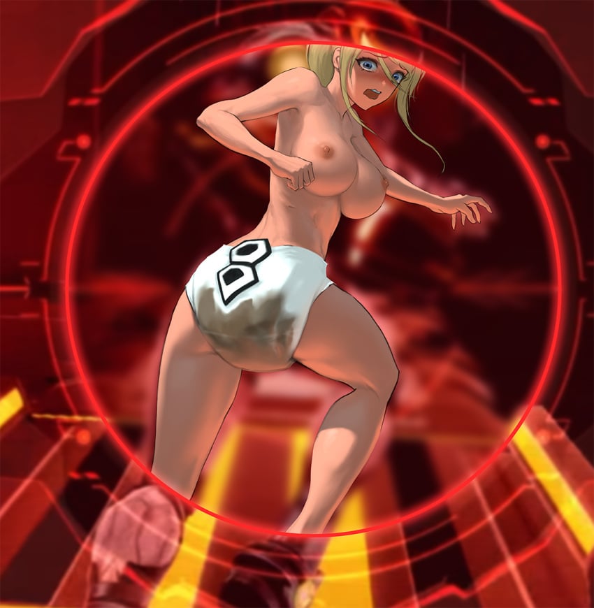 blonde_hair breasts diaper female livinginfinite messy_diaper metroid nintendo nipples ponytail samus_aran samus_aran scat soiling