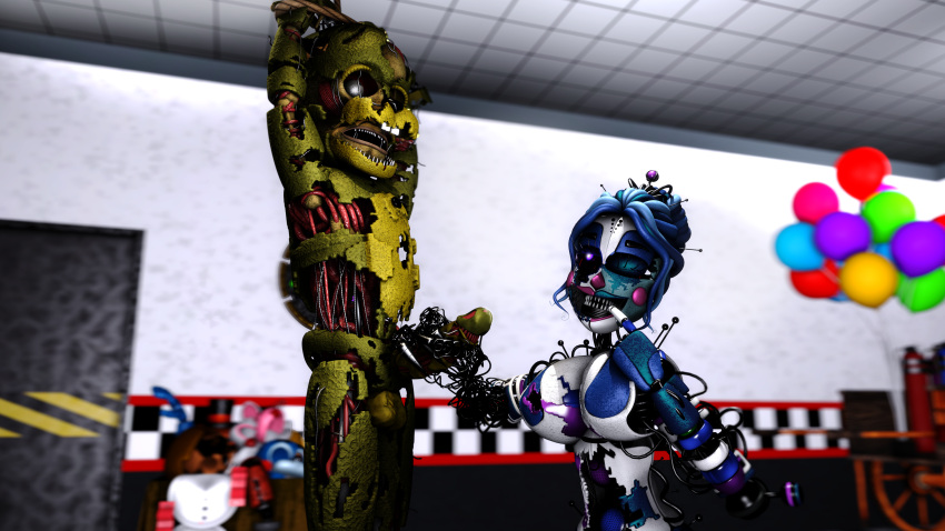 1boy 1girls 3d 3d_(artwork) 3d_model afton animatronic ballora ballora_(fnafsl) breasts dick female five_nights_at_freddy's five_nights_at_freddy's:_sister_location five_nights_at_freddy's_6 fnaf freddy_fazbear's_pizzeria_simulator head_on_cock husband_and_wife male malesub scottgames scrap_ballora scrapballora scraptrap sister_location source_filmmaker william_afton