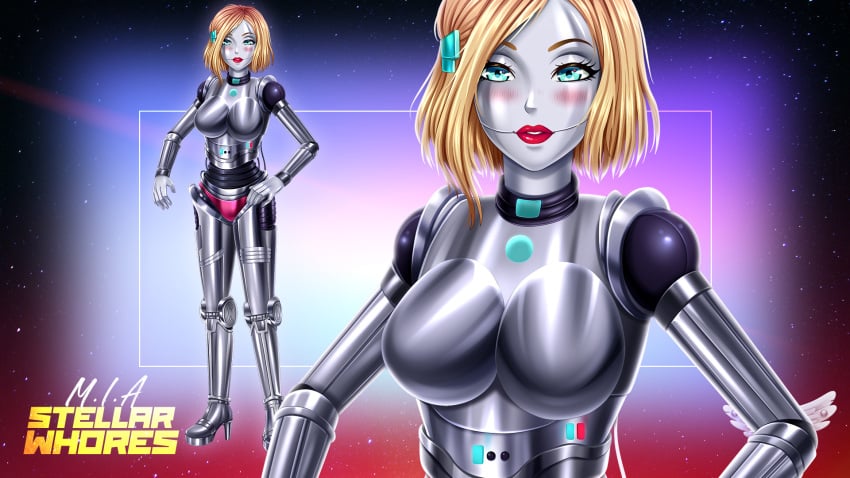 blonde_hair blue_eyes blush fap_ceo m.i.a_(fap_ceo) robot robot_girl short_hair