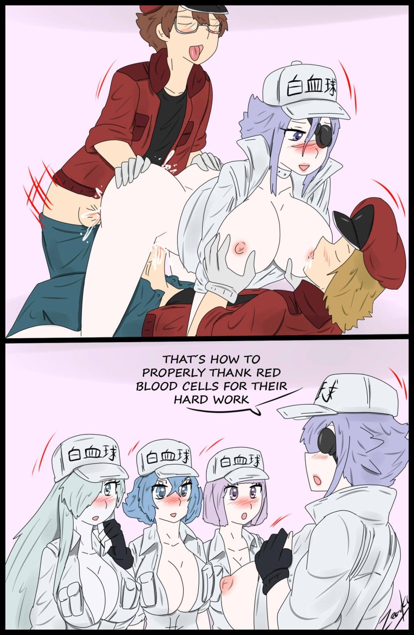 2koma aa-2153 ac-1677 ambiguous_penetration cells_at_work cells_at_work_code_black double_penetration exposed_nipples eye_patch hataraku_saibou hataraku_saibou_black large_breasts military_uniform partially_clothed red_blood_cell_(hataraku_saibou_black) reverse_format threesome u-1196 u-1212 u-8787 white_blood_cell_(hataraku_saibou) white_blood_cell_(hataraku_saibou_black) white_blood_cell_captain_(black) zronku