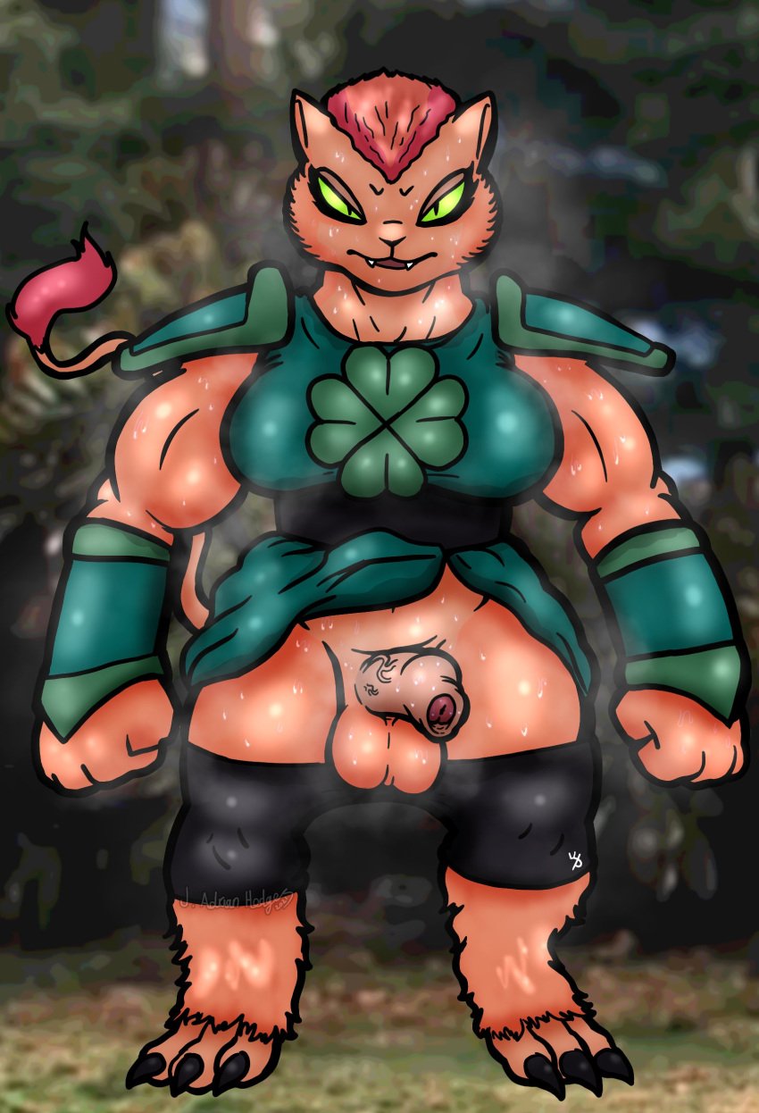 1futa 2021 absurd_res activision adult_swim animal_humanoid anthro armor balls belt bodily_fluids bottomless bottomless_anthro bottomless_futanari bracers breasts brown_body brown_fur brown_skin cartoon_network claws clothed clothing clover colored detailed digital_drawing_(artwork) digital_media_(artwork) erection fangs felid felid_humanoid feline feline_humanoid foreskin fur futanari genitals glistening green_eyes gynomorph hair hi_res humanoid humanoid_genitalia humanoid_penis intersex legwear light lighting long_tail looking_at_viewer loose_foreskin mammal mammal_humanoid muscular muscular_anthro muscular_gynomorph muscular_intersex open_mouth pants_down partially_clothed penis photo_background red_hair robot_chicken shaded shirt shoulder_pads signature skylanders skylanders:_trap_team smile solo standing sweat sweaty_balls sweaty_face sweaty_genitalia sweaty_legs sweaty_thighs teeth thick_thighs tights topwear tuff_luck uncut vein veiny_penis video_games watermark wittless-pilgrim