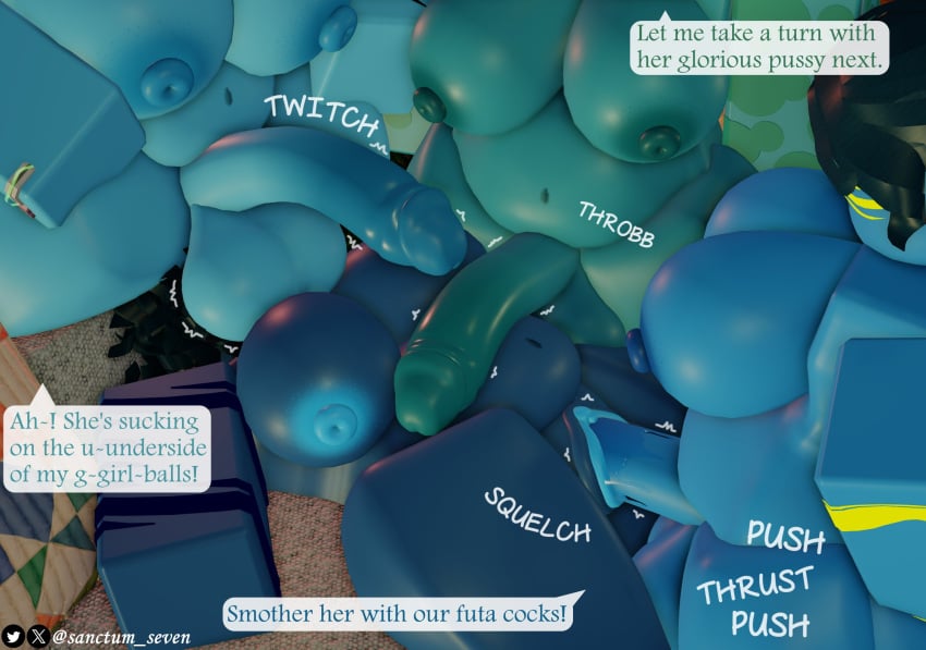 1girls 3d 3futas dialogue english_text gangbang incest onomatopoeia original_character original_characters roblox robloxian shiram sisters speech_bubble tagme tagme_(artist) tagme_(character) text