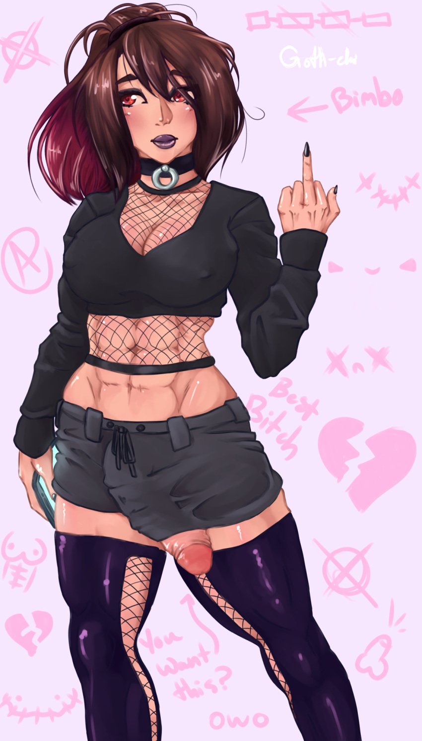 1futa 2020s 2021 :) abs anarchy anarchy_symbol big_penis bimbo black_clothes black_clothing black_makeup black_nails blush blushing breasts broken_heart brown_hair bulge bulge_through_clothing c: cellphone choker circumcised clavicle clothed clothing clothing_malfunction collar collarbone colorful crop_top denim_shorts emoji emoticon english_text flipping_off front_view futa_only futanari goth graffiti huge_cock human intersex large_breasts large_penis lipstick long_hair long_sleeves looking_away makeup mesh_shirt middle_finger mostly_clothed muscular muscular_futanari muscular_thighs nipple_bulge nipples_visible_through_clothing owo painted_nails pastel_goth penis penis_slip penis_through_bottomwear penis_through_leghole penis_under_clothes ponytail red_eyes red_hair royal_sachi shiny_hair shiny_skin shorts simple_background small_waist solo standing stockings streetwear tan_skin tanned tanned_skin text thick_thighs tomboy two_tone_hair uncut wide_hips x.x zolius