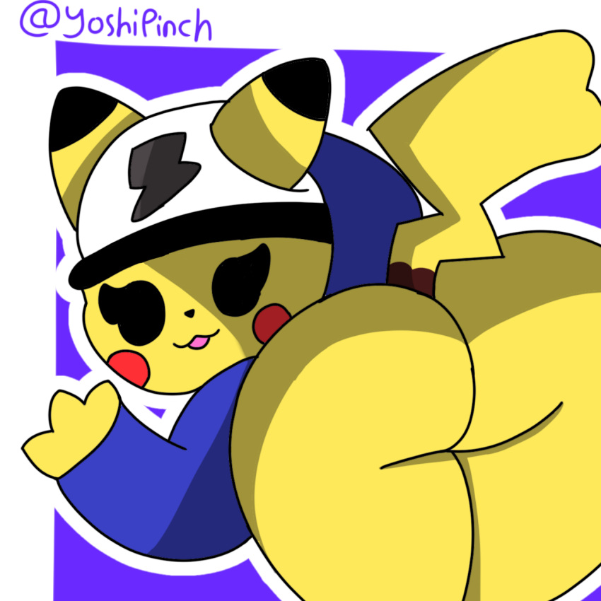 :3 ass ass_focus big_ass cute female female_only hoodie looking_at_viewer looking_back nintendo pikachu pikachu_(cosplay) pok&eacute;mon_(species) pokemon pokemon_(creature) pokemon_(game) pokemon_unite pov purple_hoodie shading thick_thighs thighs yoshipinch_(artist)