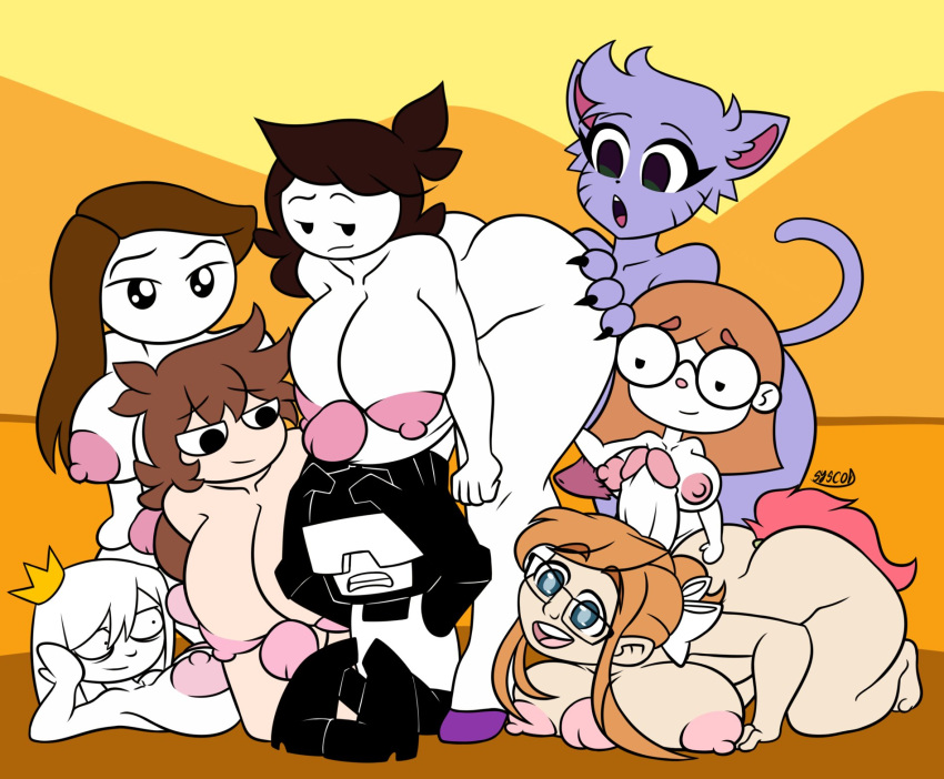 1boy 7futas alternate_version_available big_breasts big_penis captain_(tankmen) dickgirl futanari ginjaninjaowo harem illymation jaiden jaiden_animations katzun let_me_explain_studios multiple_futa newgrounds nipples nude nude_female rebecca_parham shgurr surrounded surrounded_by_penises syscod tabbes tankmen youtube youtuber