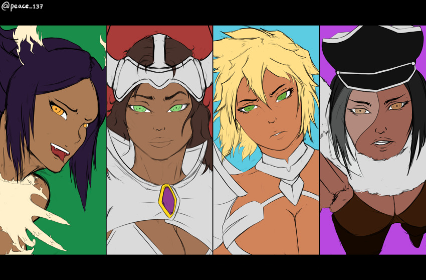 bleach clothed clothing dark-skinned_female dark_skin jackie_tristan mila_rose shihouin_yoruichi tia_harribel