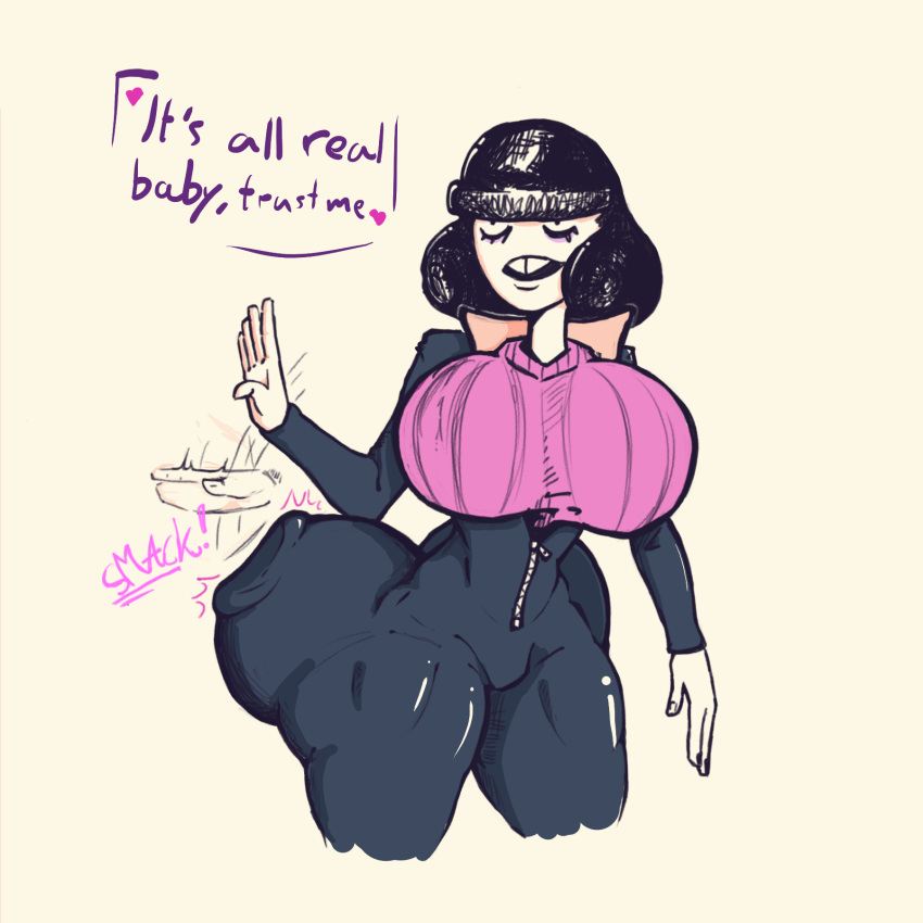 1girls amelie_(gorossy) ass_implants ass_slap bangs big_ass big_butt bimbo bimbo_body bimbofied black_hair black_suit bob_cut bobcut bodysuit bolt_on_tits breast_implants bubble_ass bubble_butt buckteeth butt_implants clothed clothed_female female gorosaur_(artist) gorossy_(artist) heart hourglass_figure huge_ass huge_breasts huge_thighs hyper_breasts hyper_hourglass implants makeup massive_breasts monochrome_background original_character pink_sweater ripples rippling_ass simple_background sketch slapping_butt smack smacking_ass small_waist sweater thick_thighs thin_waist tight_clothing upper_body waving wide_hips zipper