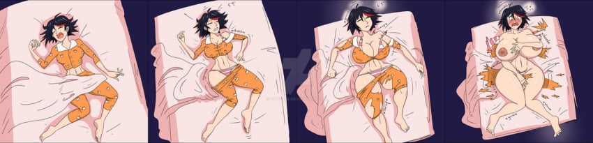 1girls accidental_exposure adult_swim ass ass_expansion blushing breast_expansion breasts confade embarrassed embarrassed_nude_female enf female female_only giantess giantess_growth growth huge_breasts kill_la_kill matoi_ryuuko naked nipples nude pajamas sleeping solo solo_female studio_trigger surprised toonami wardrobe_malfunction