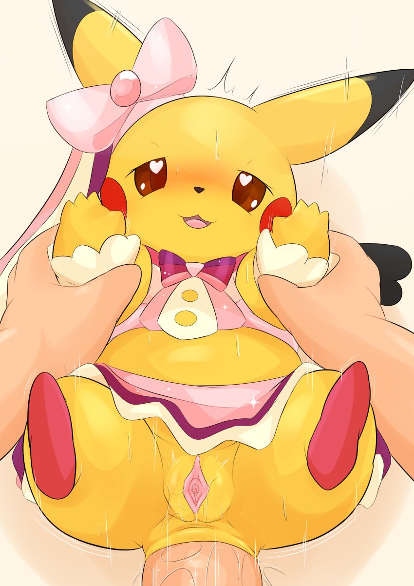 <3_eyes 1boy 1boy1girl 1girls absurd_res anal anal_sex bedroom_eyes blush bodily_fluids bow_tie clothed clothing cosplay_pikachu cosplay_pikachu_(costume) duo female female_on_human feral feral_penetrated genital_fluids genitals happy heart hi_res human human_on_feral human_penetrating human_penetrating_feral interspecies male male/female male_on_feral mammal mouse murid murine narrowed_eyes nintendo partially_clothed penetration penis pikachu pikachu_pop_star pokémon_(species) poképhilia pokemon pussy pussy_juice rodent seductive simple_background sweat type video_games white_background zoophilia