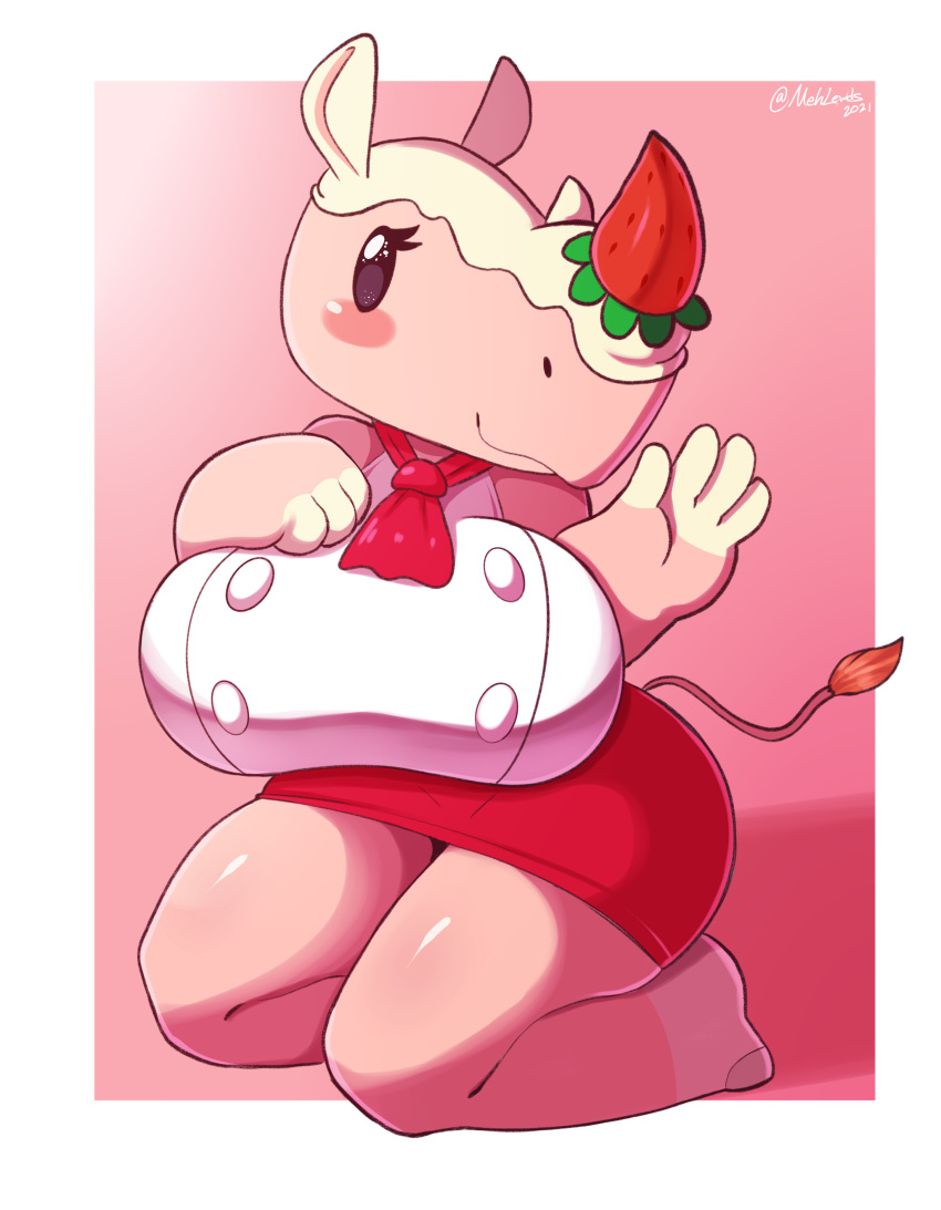 animal_crossing breasts female fur furry huge_breasts mehdrawings merengue_(animal_crossing) nintendo rhinoceros thick_thighs video_games wide_hips