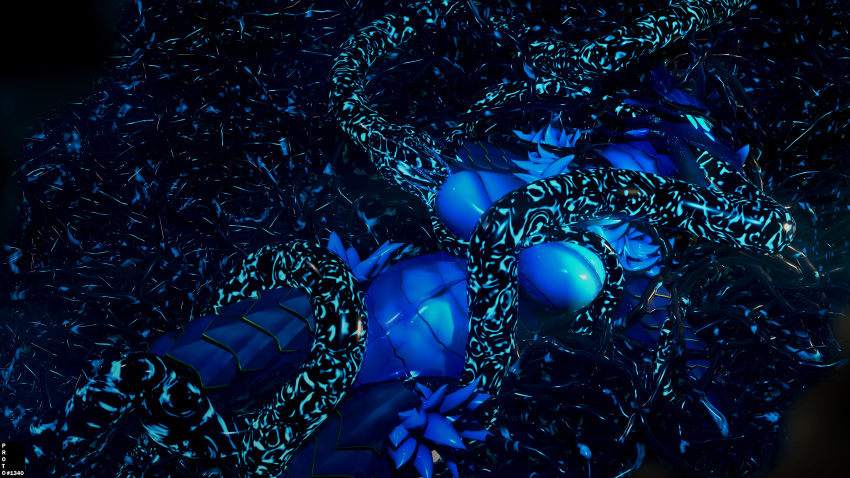 3d_(artwork) absurd_res anthro blue_body breasts corrupted digital_media_(artwork) dragon female glowing glowing_eyes glowing_tentacles hi_res hybrid metroid nintendo nude oral oral_penetration penetration proto1340fc scales sex solo tentacle tentacle_in_mouth tentacle_on_breast tentacle_penetration tentacle_sex