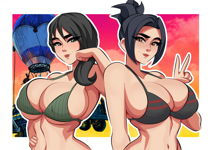 2girls breasts deckman female female_only fortnite headhunter_(fortnite) high_resolution hime_(fortnite) large_breasts looking_at_viewer mrdeck multiple_girls very_high_resolution