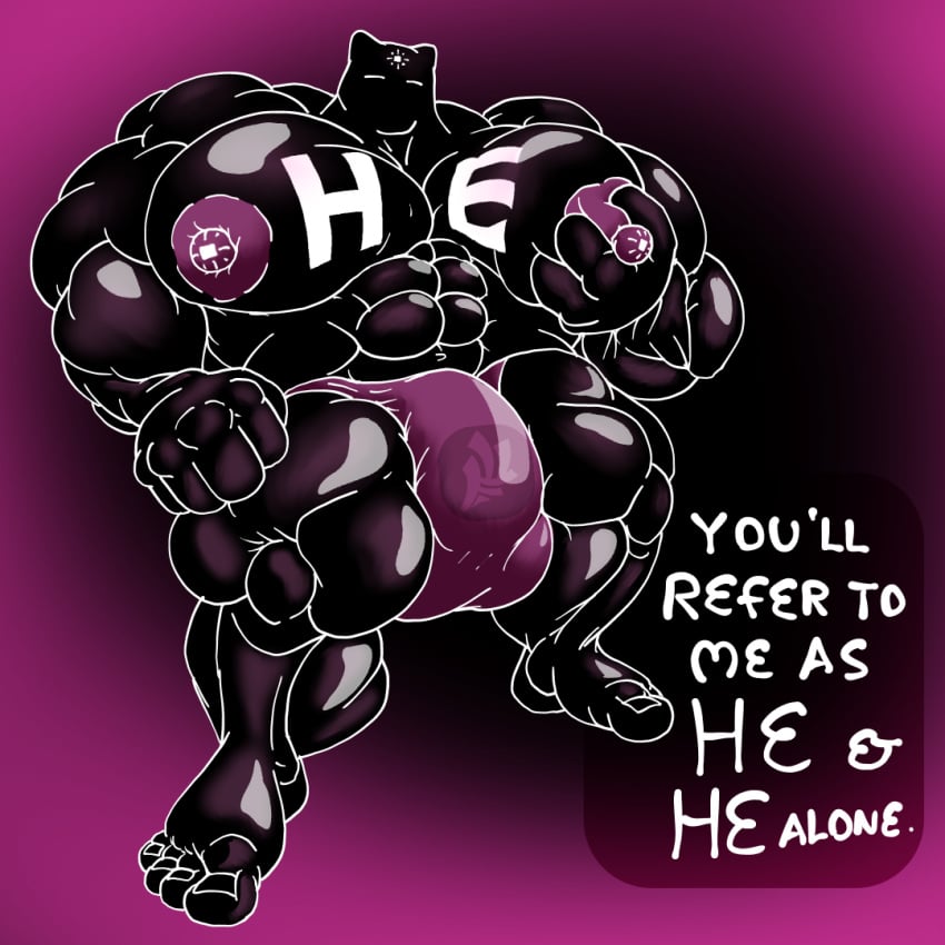 abs anthro balls barefoot biceps big_balls big_bulge big_muscles big_pecs big_penis bulge clothing dialogue feet feline_ears fujiyama_samoyed_(artist) genital_outline genitals glistening he_(anthro) huge_balls huge_bulge huge_cock huge_muscles huge_pecs humanoid_feet humanoid_hands hyper hyper_balls hyper_bulge hyper_genitalia hyper_muscles hyper_pecs latex looking_at_viewer low-angle_view male moobs muscular muscular_anthro muscular_male nipples nude pecs penis plantigrade reflective_body simple_background soles solo thick_thighs toes underwear wide_hips