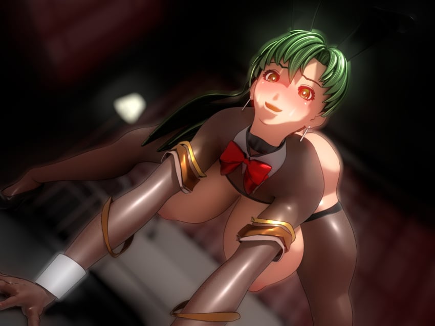 1girls 286c 3d all_fours alternate_costume ass ass_up bare_thighs blush bodystocking breasts bunny_ears bunny_girl bunnysuit female female_only fire_emblem fire_emblem:_the_blazing_blade green_eyes green_hair huge_breasts indoors inverted_nipples large_ass long_hair long_sleeves looking_at_viewer lyn_(fire_emblem) nintendo nipples open_mouth ponytail pose reverse_bunnysuit smile solo spread_legs thick_thighs thighhighs thighs tiptoes