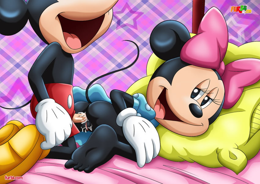 1boy 1girls anal anal_penetration anal_sex anthro anthro_only ass barefoot bbmbbf bed cum cum_in_ass cum_inside cum_on_penis cum_on_pussy disney female fur34 male male/female mickey_mouse minnie_mouse mouse open_mouth palcomix penis pillow pussy sex tongue