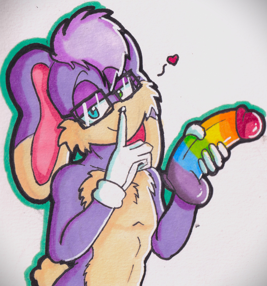 anthro dildo elton_the_rabbit eyewear fan_character finger_to_mouth glasses heterochromia hi_res lagomorph leporid lgbt_pride male male_only mammal mobian_rabbit pride_colors rabbit rainbow_dildo rainbow_pride_colors sega sex_toy solo sonic_(series) sonic_the_hedgehog_(series) theantitailsarchive