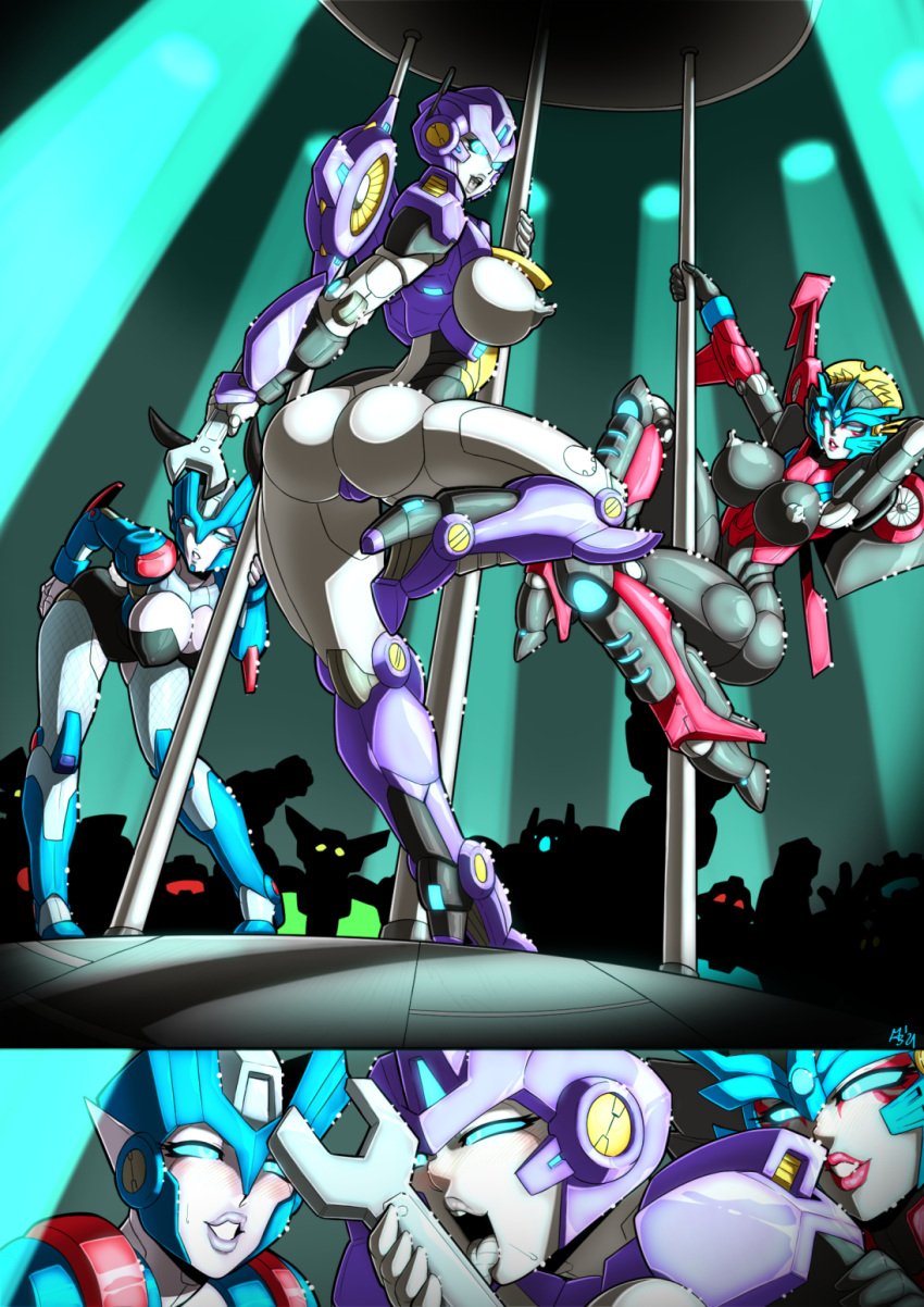 2koma 3girls alien alien_girl armor armour ass audience autobot big_ass big_breasts big_butt blue_eyes blush breasts breasts_out bunny_ears bunnysuit busty butt chromia dancing erect_nipples exposed_breasts female female_focus female_only fishnet_stockings fishnets glowing glowing_eyes grey_nipples helmet high_heels licking licking_object looking_at_viewer machine mad-project mechanical multicolored_body multiple_girls nautica nipples pole pole_dancing purple_nipples robot robot_girl robot_humanoid round_ass seductive seductive_look seductive_smile stripper stripper_pole tongue_out topless topless_female transformers transformers_idw windblade wings wrench