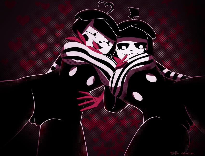 2girls bonbon_(derpixon) cameltoe chuchu_(derpixon) female female_only mime mime_and_dash mime_girl tagme