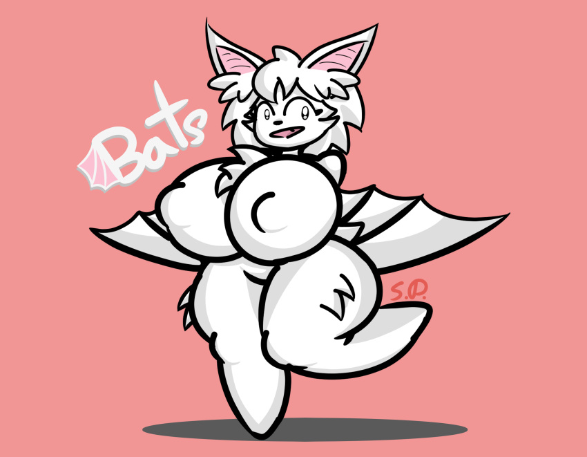 absurd_res anthro bat_wings big_breasts breasts chiropteran female fur hi_res mammal membrane_(anatomy) membranous_wings solo steph_chan thick_thighs white_body white_fur whitebats wings