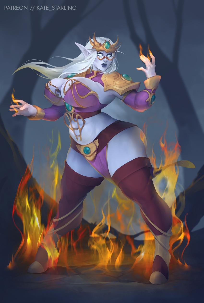 big_breasts female glasses kaldorei kate_starling large_ass mage_(warcraft) niadria_nightwind night_elf thick_thighs thighhighs world_of_warcraft