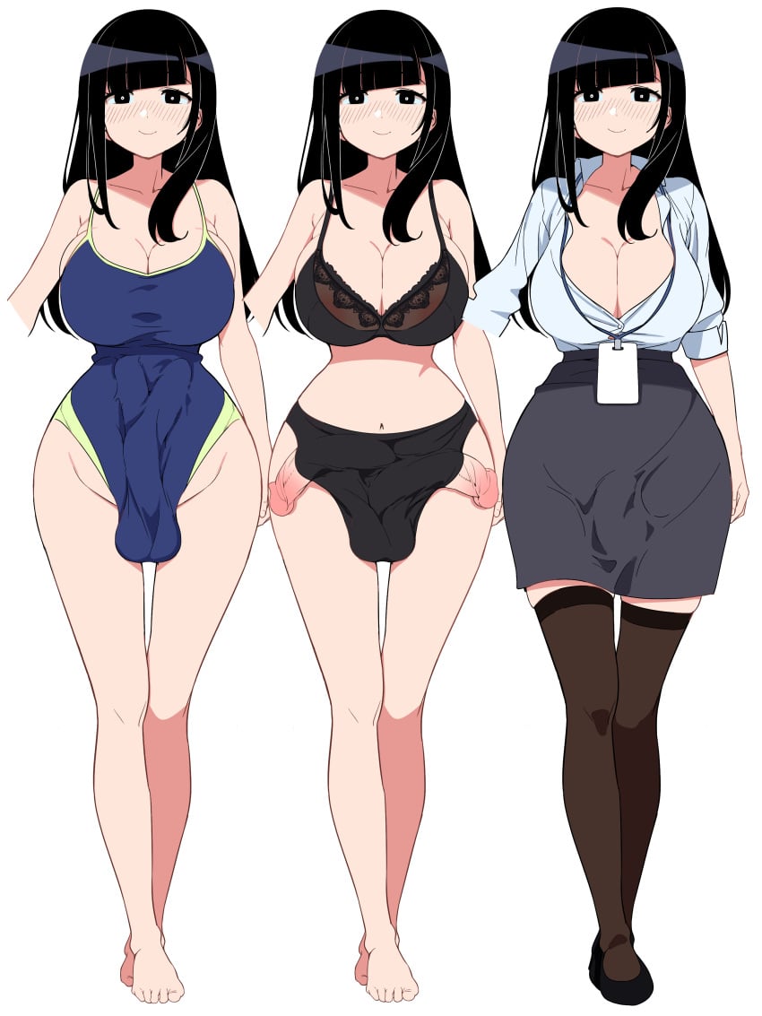 1futa ball_bulge balls balls_in_panties balls_under_clothes barely_visible_penis black_hair bra breasts bulge business_woman cameltail clothed clothing diphallia diphallism erection erection_in_panties erection_under_clothes fully_clothed futa_only futanari gomu_(artist) huge_breasts human intersex kneehighs large_penis light-skinned_futanari light_skin mostly_nude multi_penis pale_skin panties panty_bulge partially_clothed penis penis_bulge penis_in_panties penis_out penis_slip penis_under_clothes penis_under_skirt penis_under_swimsuit see-through_clothing skirt solo solo_futa standing swimsuit tenting underwear wide_hips yamada_miyu_(gomu)