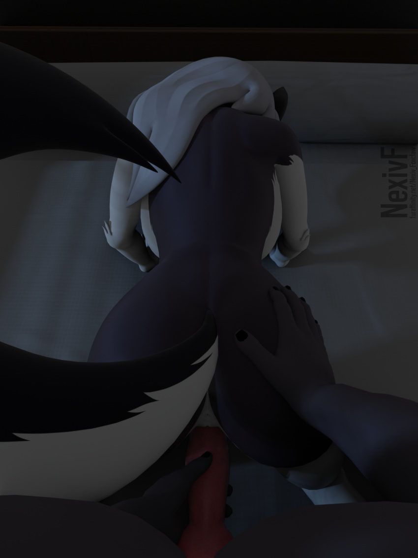 3:4 3d 3d_(artwork) all_fours anthro anus ass bed bedroom bedroom_sex blender_(software) canid canid_demon canine canis demon digital_media_(artwork) doggy_style duo erection female female_penetrated first_person_view from_behind_position fur furniture genitals grey_body grey_fur hair hellhound helluva_boss hi_res knot loona_(helluva_boss) male male/female male_penetrating male_penetrating_female mammal nexiv_foxclaw night nude on_bed penetration penile penile_penetration penis penis_in_pussy pussy sex vaginal_penetration vortex_(helluva_boss) white_body white_fur