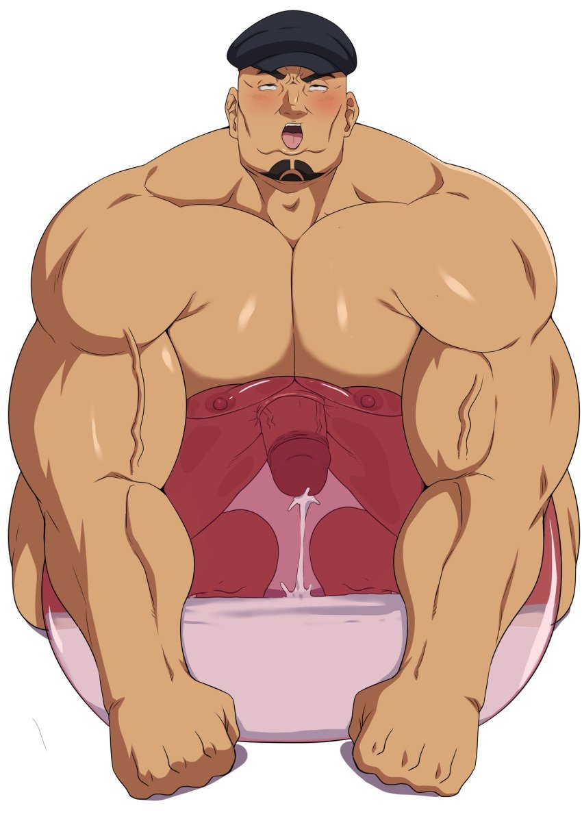 1boy balloon_fetish bara beard big_arms big_penis blush cliff_(pokemon) cum cum_in_condom cumming cumshot ducka-98 erection eyes_rolling_back face hat huge_pecs human lying lying_down male male_focus male_only mating_press mature mature_male muscles muscular nipples nude nude_male open_mouth pecs penis pokemon pokemon_go simple_background solo team_go_rocket thick_cum thick_penis white_background