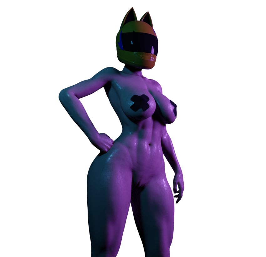 big_breasts celty_sturluson female female_only hand_on_hip motorcycle_helmet nude taped_nipples voluptuous voluptuous_female