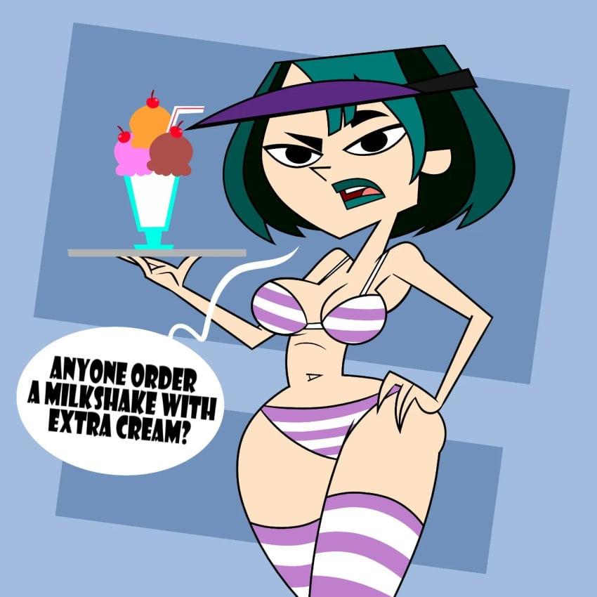 bikini carazar_zone cartoon_network female female_only goth gwen_(tdi) milkshake total_drama_island translated waitress