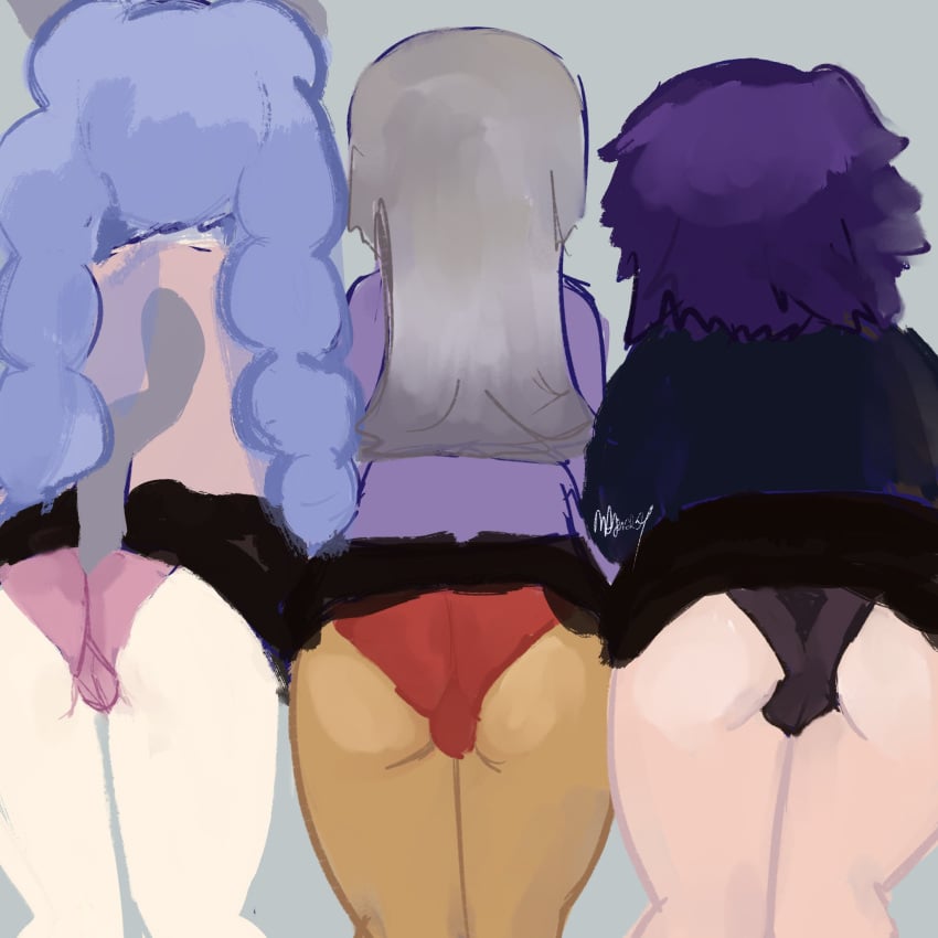 3females 3girls artist_signature ass back_view behind_view butt cameltoe females females_only girls girls_only madorijpg multiple_females multiple_girls oc original original_character original_characters panties pink_panties red_panties skirt skirts