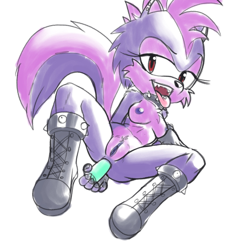 anal anal_masturbation anal_sex anthro ass boots breasts clothing collar dildo dildo_in_ass dildo_insertion ear_piercing female footwear fours_(artist) fur genitals hi_res mammal masturbation megagi_la_skunk mephitid nipples penetration piercing purple_body purple_fur pussy red_eyes sega sex_toy sex_toy_in_ass sex_toy_insertion skunk solo sonic_(series) sonic_the_hedgehog_(series) sonichu sonichu_(series) spiked_collar spikes tongue tongue_out tongue_piercing