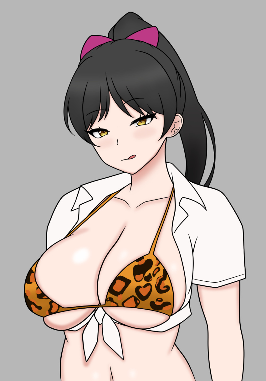 1girls alternate_breast_size hazuki_ren huge_breasts large_breasts leopard_print love_live! love_live!_superstar!! smolfei