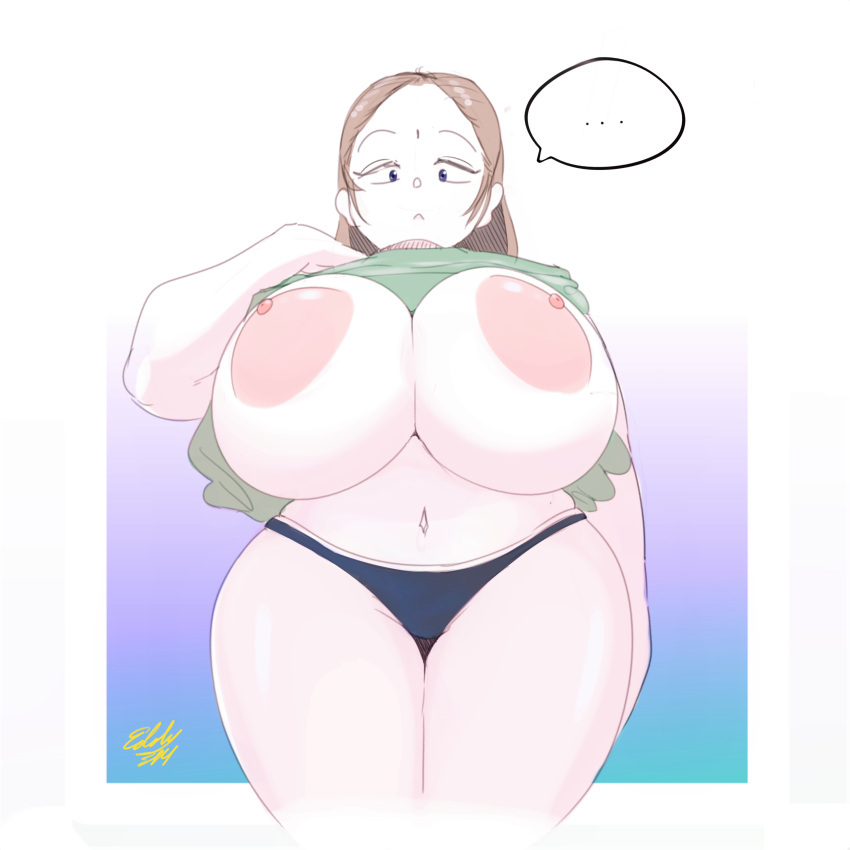 2021 areolae big_breasts blue_eyes breasts chubby edalv edolov female huge_breasts original thick_legs thick_thighs