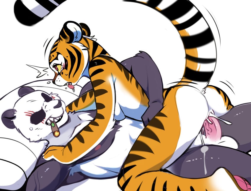 1boy 1girls 2021 absurd_res anthro anthro_on_anthro anthro_penetrated anthro_penetrating anthro_penetrating_anthro beastars black_stripes blush bodily_fluids cum cum_in_pussy cum_inside cum_splatter digital_media_(artwork) dreamworks duo felid feline felis female female_penetrated fur furry furry_only genital_fluids genitals gouhin hi_res kung_fu_panda male male/female male_penetrating male_penetrating_female mammal master_tigress naked nude open_mouth orange_body orange_fur pantherine penetration penile penile_penetration penis_in_pussy pussy red_eyes sex smile striped_body striped_fur stripes tail teeth tiger tongue tsampikos ursid vaginal_penetration