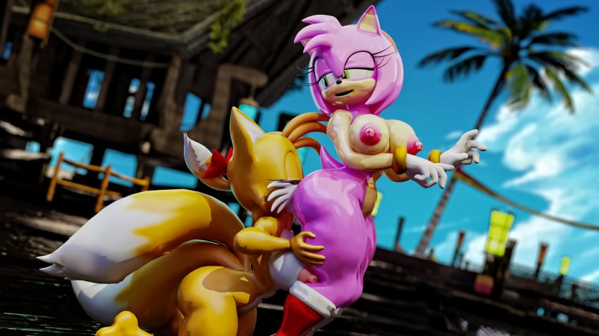 16:9 3d 3d_(artwork) amy_rose anal anthro ass blender_(software) boots breasts canid canine clothing digital_media_(artwork) duo eulipotyphlan exposed_torso female female/female footwear fox fur glistening glistening_body gloves hair half-closed_eyes hands_on_thighs handwear hedgehog hi_res humanoid mammal miles_prower mostly_nude mtf_crossgender multi_tail narrowed_eyes nipples nude oral palisal pink_body ponytail rimming rubber_creature rule_63 sega sex side_view sonic_(series) sonic_the_hedgehog_(series) tails tailsko widescreen yellow_body yellow_fur yuri