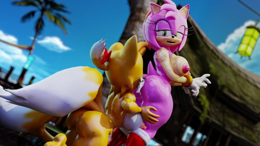 16:9 3d 3d_(artwork) amy_rose anal anthro ass blender_(software) boots breasts canid canine clothing digital_media_(artwork) duo eulipotyphlan exposed_torso female female/female footwear fox fur glistening glistening_body gloves hair half-closed_eyes hands_on_thighs handwear hedgehog hi_res humanoid mammal miles_prower mostly_nude mtf_crossgender multi_tail narrowed_eyes nipples nude oral palisal pink_body ponytail rear_view rimming rubber_creature rule_63 sega sex sonic_(series) sonic_the_hedgehog_(series) tails tailsko tals widescreen yellow_body yellow_fur yuri