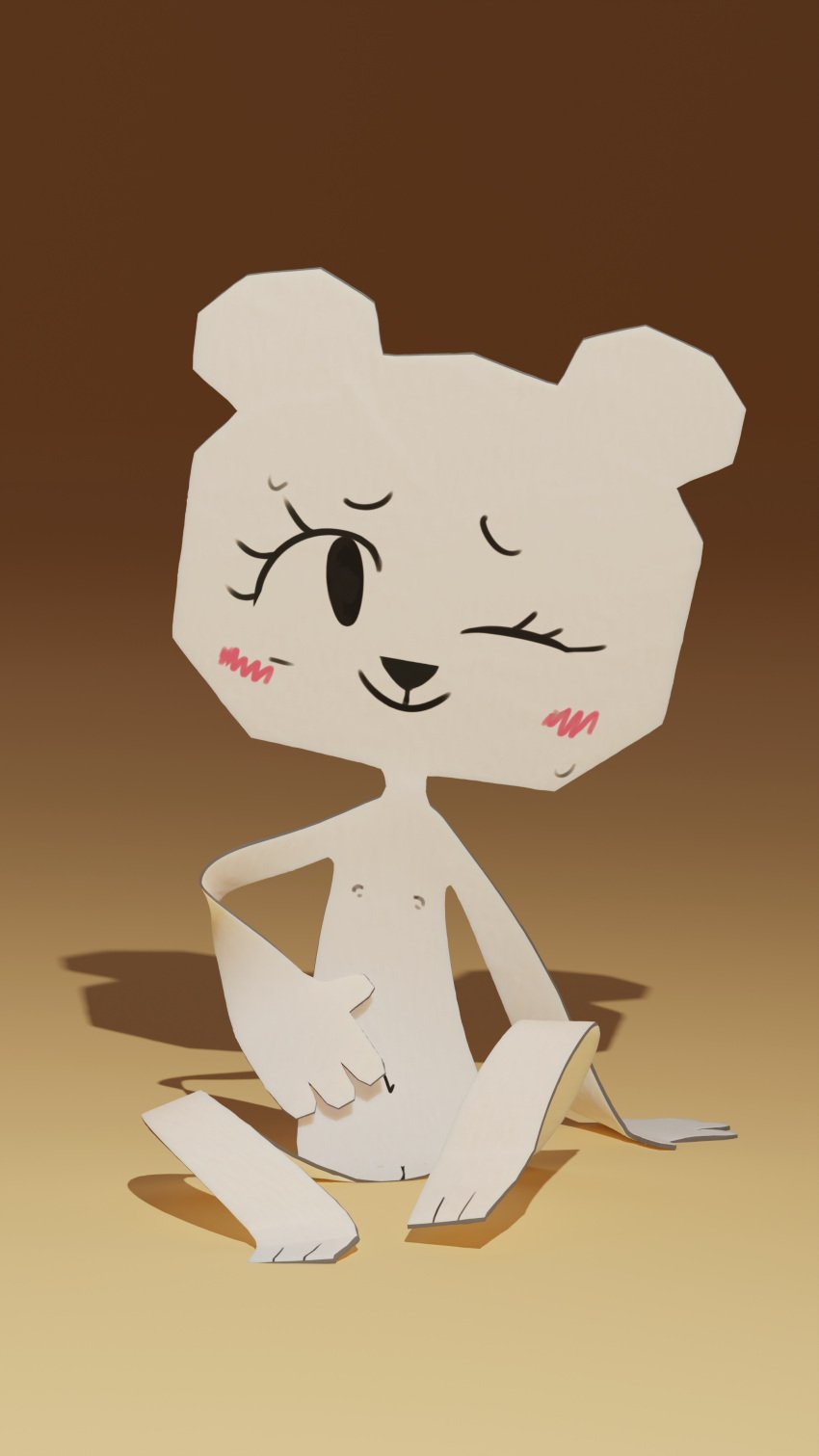 1girls 3d 3d_(artwork) anthro bear bear_girl blush cartoon_network cub female kekitopu looking_at_viewer nipples one_eye_closed paper paper_creature papers pussy sitting smile solo sweat tagme tawog teri_(tawog) the_amazing_world_of_gumball ursid white_body winking_at_viewer young